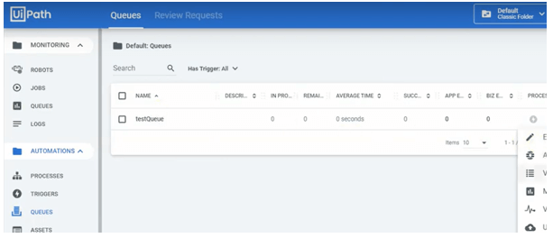 UiPath Queue - action's icon