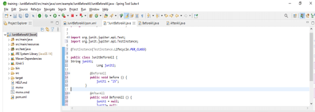 @TestInstance annotation with the @BeforeAll method in junit