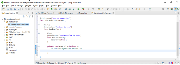 assertTrue method of the class of assertion