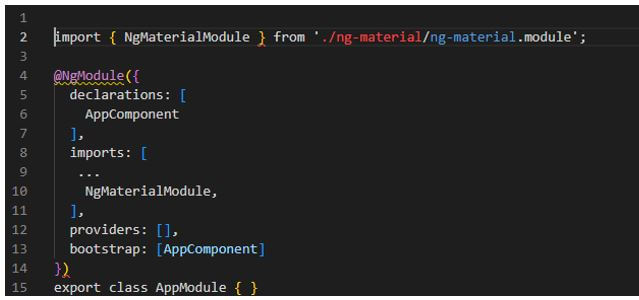 importing the module into the app.module.ts file