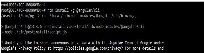 installing angular CLI by using the npm command