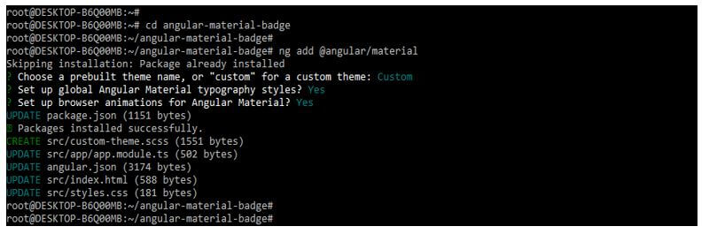 ng add command to add library to the project