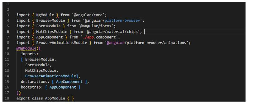 Angular Material Chips - implementing the app.module.ts file