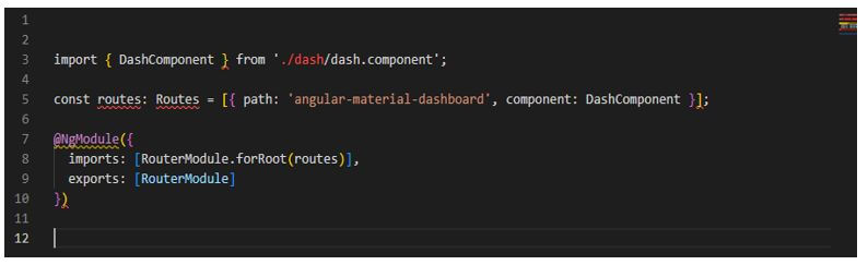 Angular Material Dashboard - newly generated dashboard