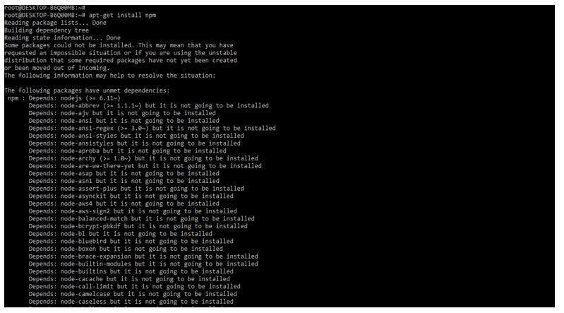 installation of npm package using apt-get command