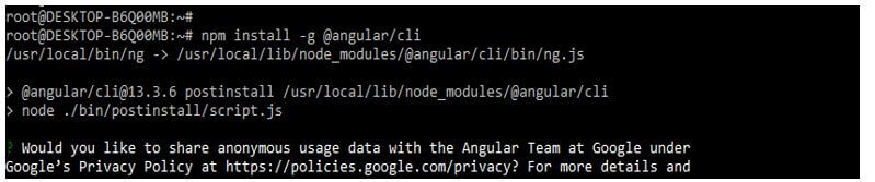 install angular CLI using the npm command