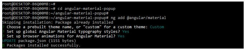 Angular Material Popup - adding the library to our project