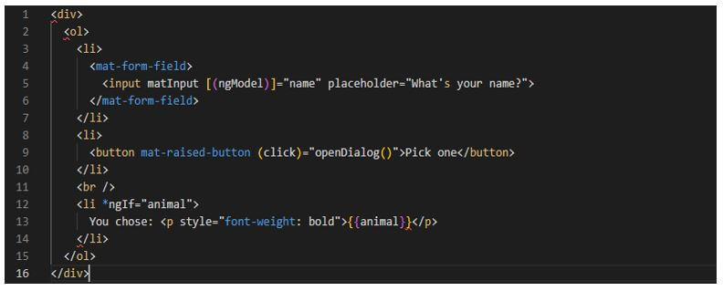 Modal component class is accepting the dialog data