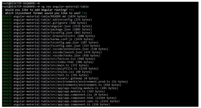 new project name angular-material-table