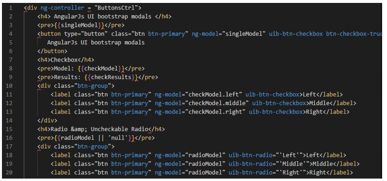AngularJS UI Bootstrap - ng-model using buttons