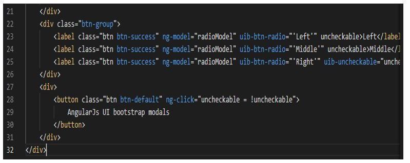 AngularJS UI Bootstrap - ng-model using buttons
