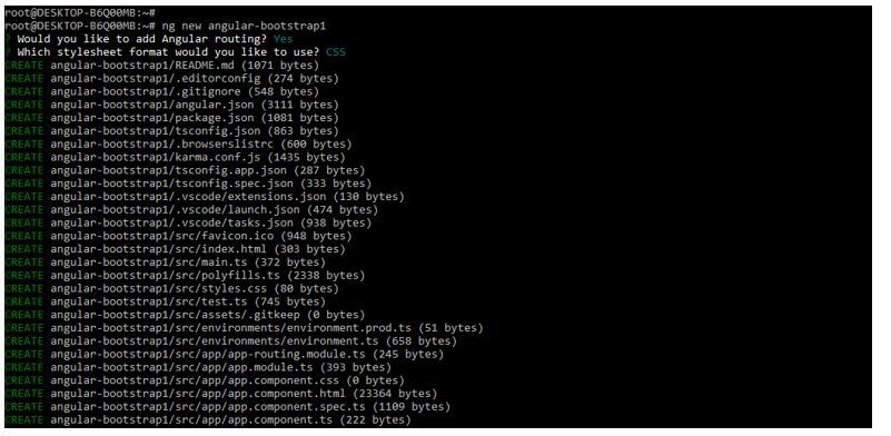 creating a new project name angular-bootstrap1
