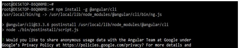 install angular CLI using the npm command