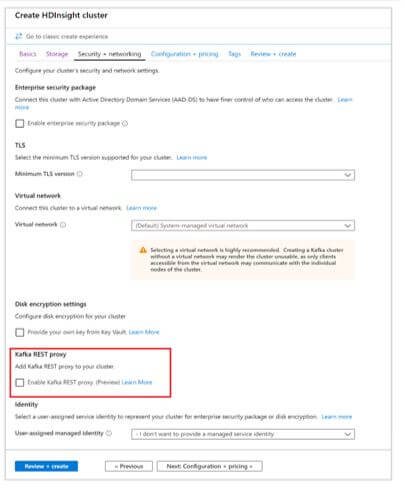 option of 'Security + Networking
