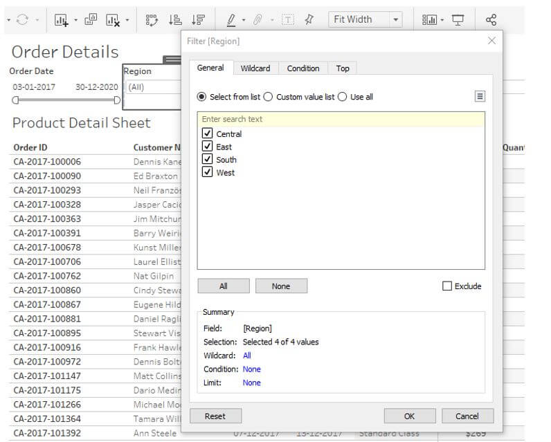 Tableau Viewer - Order Details