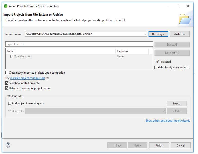 extract the project name as XPathFunction