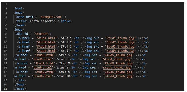 In html file we are defining the stud images