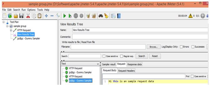 we can see the request data and response data field