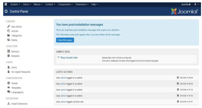 Joomla admin Control Panel