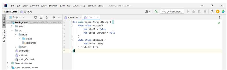 use of an open class for extending the data class in kotlin