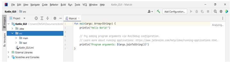 checking the project structure of newly created project