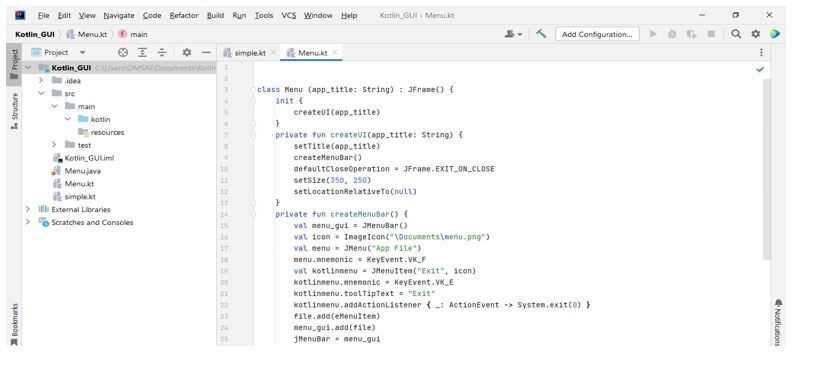 we are creating the class for the menu option