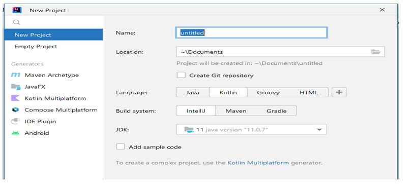 create the new project