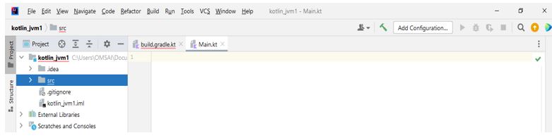 we are opening the Main.kt file for modifying the code