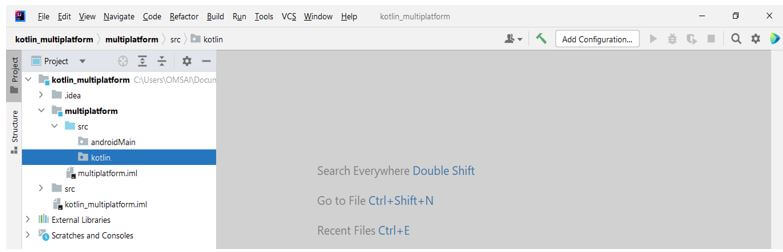folder name as androidMain and commonMain