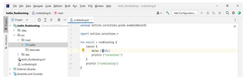 simple runBlocking coroutine