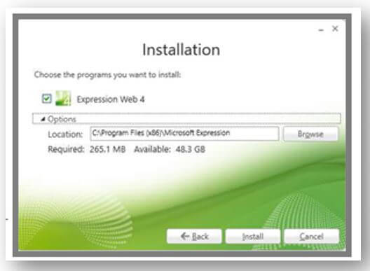 Choose the location and click on Install