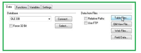 Clicking on the Table Files
