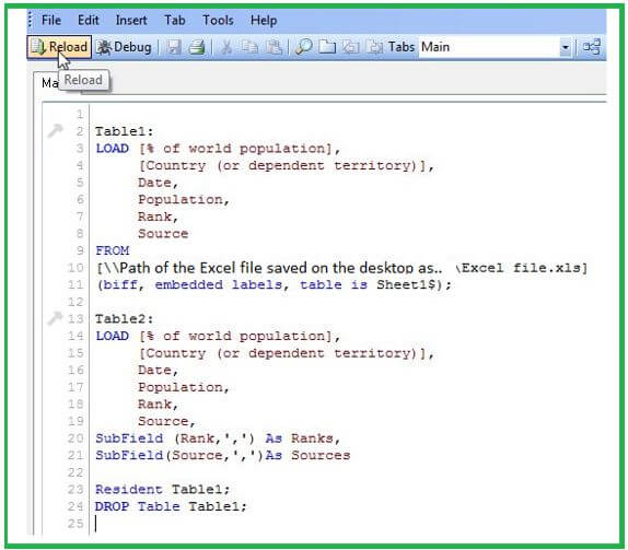 Script applying the Subfield Function
