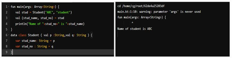 creating the class as student