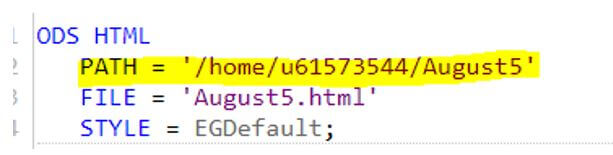 output file with html format on the specified location