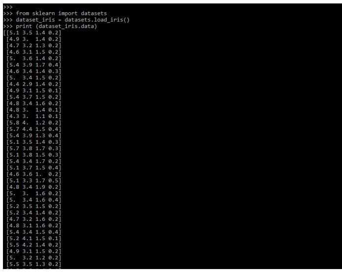 loading the dataset name as iris dataset function