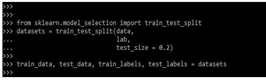 importing the module of train test split