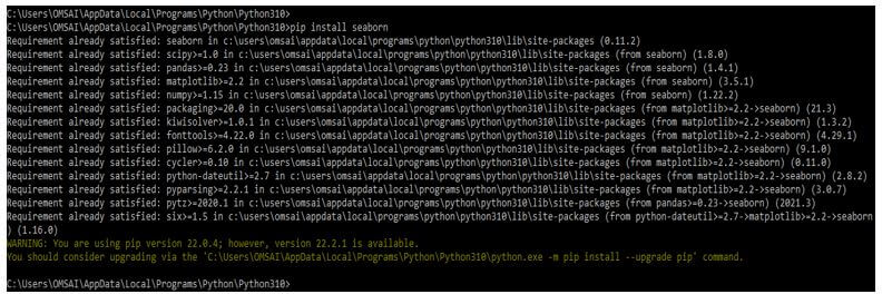 install the package of seaborn