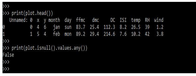 data contains any null values or not