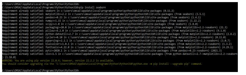 install seaborn using pip command