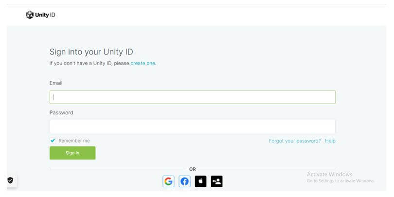 Sign into your Unity ID