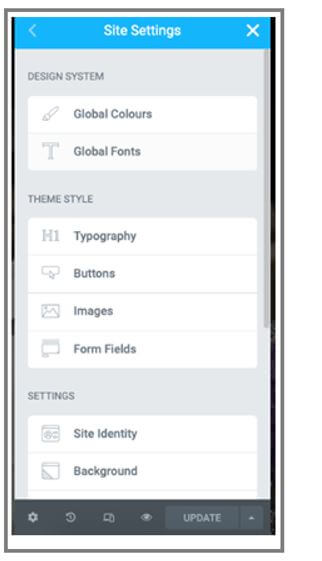 hamburger button on Site Setting from left corner