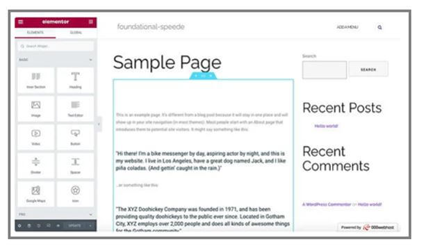 highlighting the Columns and Sections in the blue box