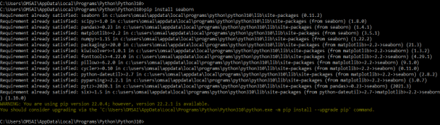 Seaborn Graphs - Installation