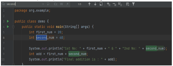 open the panel to search the string