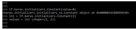 Keras Initializers - Constant values