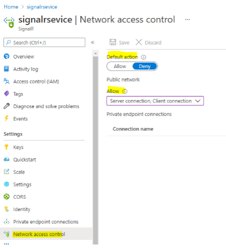 Azure SignalR Network Access