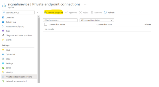 configure the private endpoint