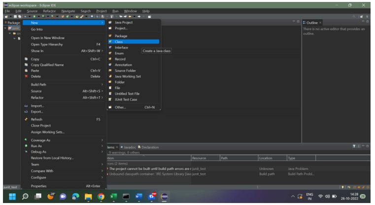 Class in Java Unit Testing