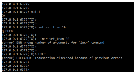 Redis Transactions Error